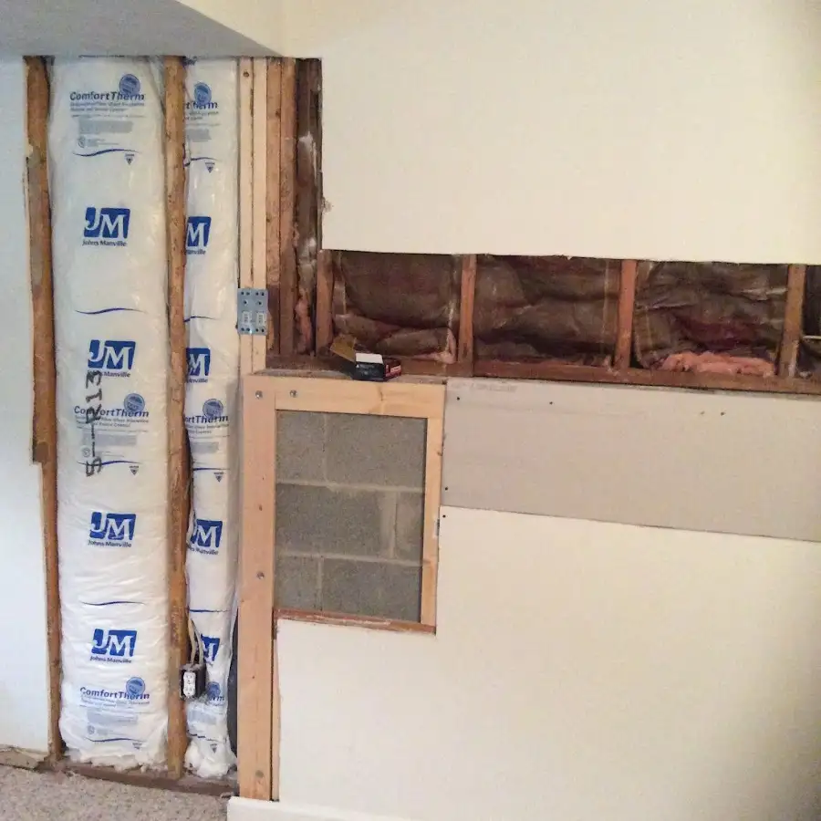Wall insulation replacement during Basement Flood Cleanup in Danville